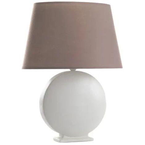 ONLI Lampada da Tavolo in Ceramica Paralume, Bianco/Tortora, Grande