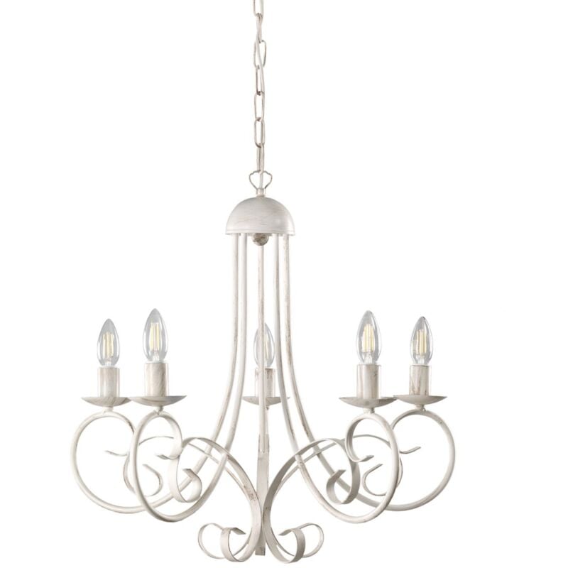Lampadario 5 luci dkl italia pompei 5x6w bianco invecchiato - dkl4885/5