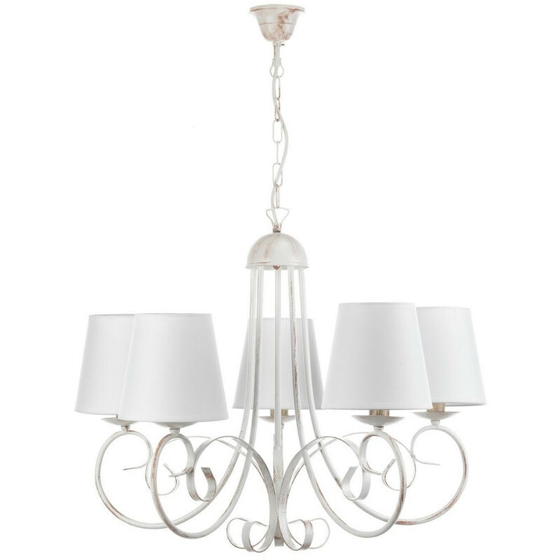 Pompei 5 Light Multi Arm Chandelier With Shades, White With Shades - Onli