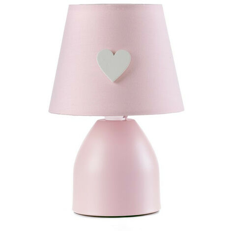 Onli Titta Heart Table Lamp With Round Tapered Shade, Pink