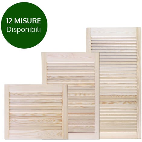 Onlywood Antina PERSIANATA APERTA legno Pino naturale massello - 12 misure diverse - 394 x 720
