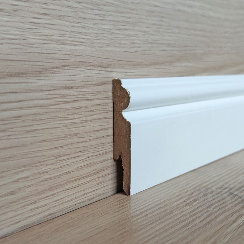 Battiscopa mdf Bianco Ducale eve - 14 x 75 mm - Asta da 2,4 m - Verniciabile - Conf. 24 ml - Onlywood