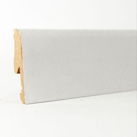 Onlywood Battiscopa MDF Bianco Liscio EVE - 10/14 x 58 mm - Asta da 2,4 m - Verniciabile - Conf. 24 ML