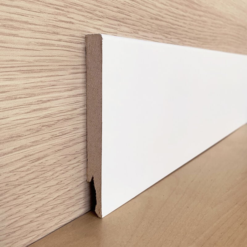 Onlywood Battiscopa MDF Bianco Liscio EVE - 14 x 120 mm - Asta da 2,4 m - Verniciabile