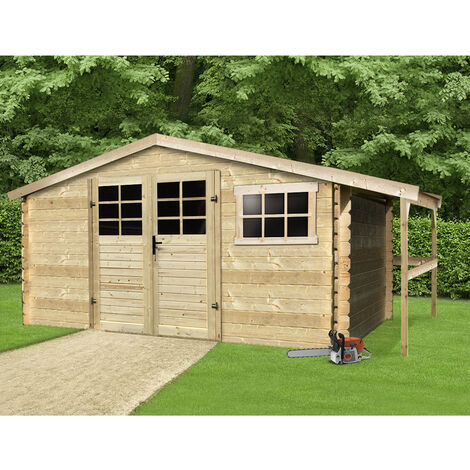 Onlywood Casetta in legno da giardino SAT  464 x 301 x 218 h. cm - con Tettoia