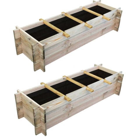 Onlywood Confezione 2 Pezzi Orti Rialzati 4 Scomparti in Legno Trattato 120 x 40 x 36 cm