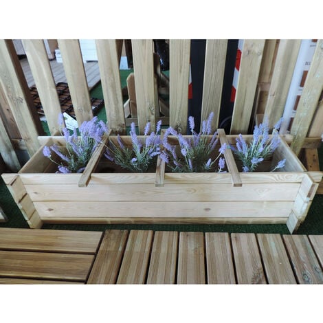Onlywood Orto Rialzato Legno 4 Scomparti in Pino Trattato 120 x 40 x 27 cm