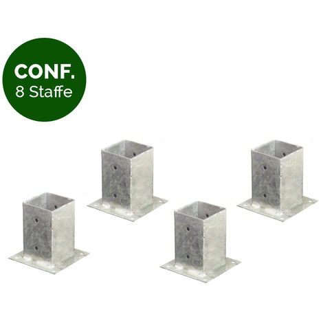 Onlywood Staffe fissaggio a bicchiere per montante 9 x 9 cm - Conf. 8 Pezzi