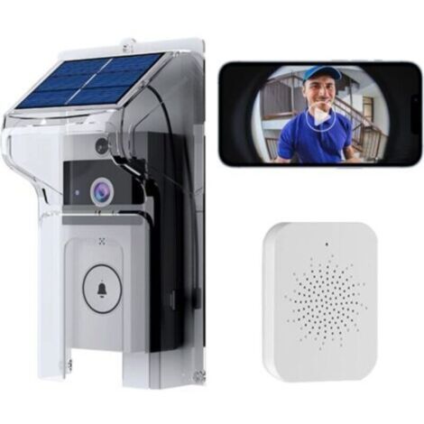 onnette avec Caméra, Sonnette sans Fil Anneau avec Caméra, Ultra Longue Veille, Peut être Rechargeable avec Application et Solaire Étanche et Protection Solaire, S'adapte à Toutes Types de