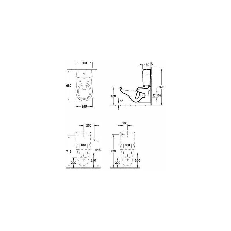 

O.novo, Accesorios, Mecanismo de botón DualFlush, cromado, alimentación lateral o trasera, porcelana sanitaria White CeramicPlus