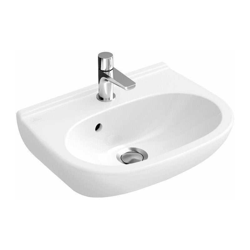 

Villeroy&boch - O.novo, Lavamanos, 450 x 350 mm, Ovalado, para grifería de 3 orificios, orificio central perforado, sin rebosadero, Porcelana