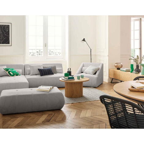 Onyx - 5-sitzer modulares ecksofa links - cord - hellgrau