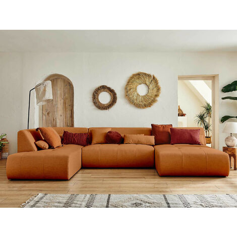 Onyx – 7-sitzer wohnlandschaft links – aus stoff - rostfarben