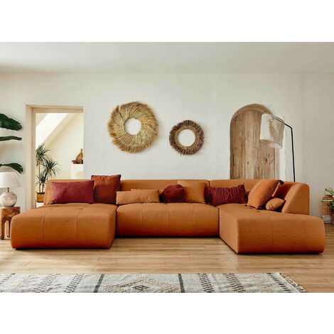 Onyx – 7-sitzer wohnlandschaft rechts – aus stoff - rostfarben