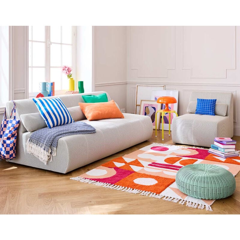 Lisa Design - Onyx - canapé droit 3 places - en tissu mailles 3d - beige