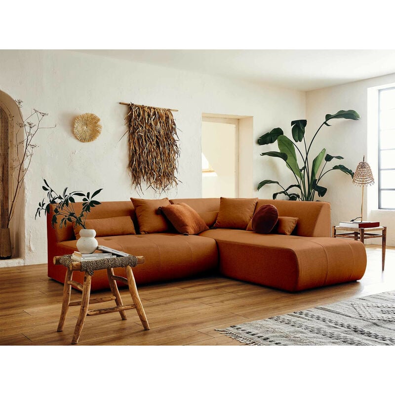 Lisa Design - Onyx - canapé modulable d'angle droit 5 places - en tissu - rouille