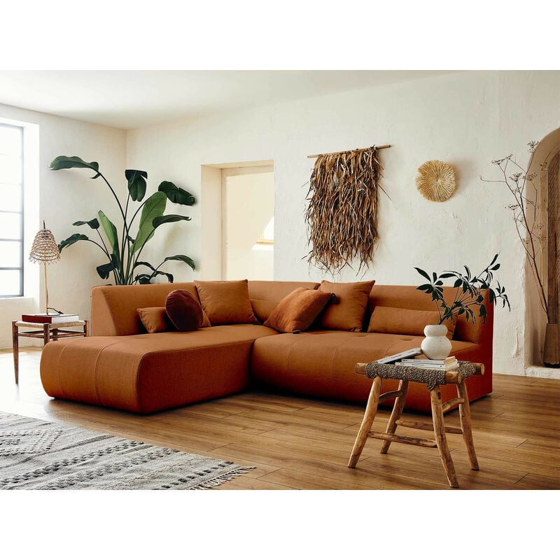 Lisa Design - Onyx - canapé modulable d'angle gauche 5 places - en tissu - rouille