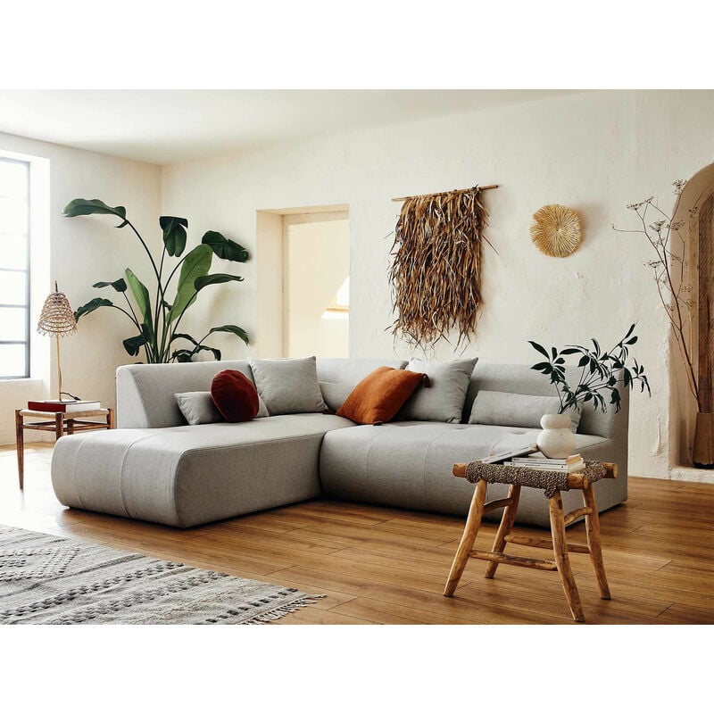 Lisa Design - Onyx - canapé modulable d'angle gauche 5 places - en tissu - gris clair