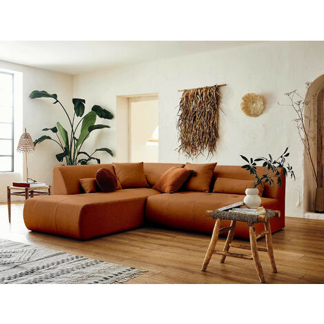 Onyx – modulares 5-sitzer ecksofa links – aus stoff - rostfarben