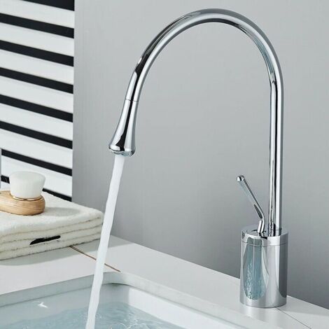 Onyzpily 360° schwenkbare Waschtischarmatur,Chrom Badezimmer Einhand-Waschtischarmatur,Heiß und kalt einstellbar