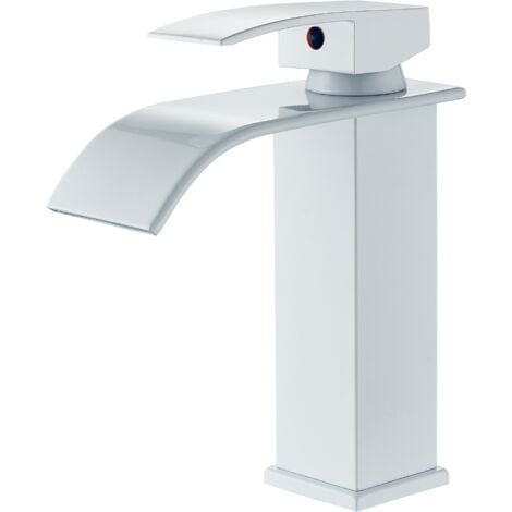 Onyzpily Rubinetti Cascata Bianco Rubinetto Monocomando per Lavabo Rubinetto di Alimentazione Acqua calda e Fredda per  Bagno