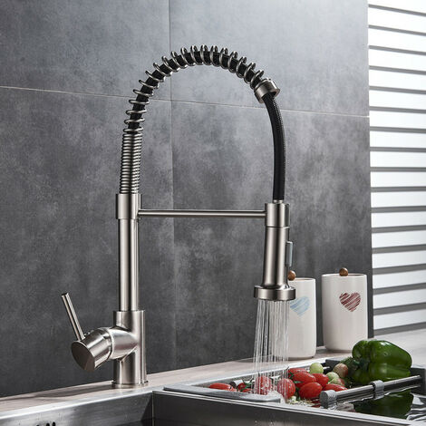Rubinetto Cucina Nero Con Spray Estraibile - Ottone Massiccio, Girevole 360°, 2 Modalità Getto - Foto 14