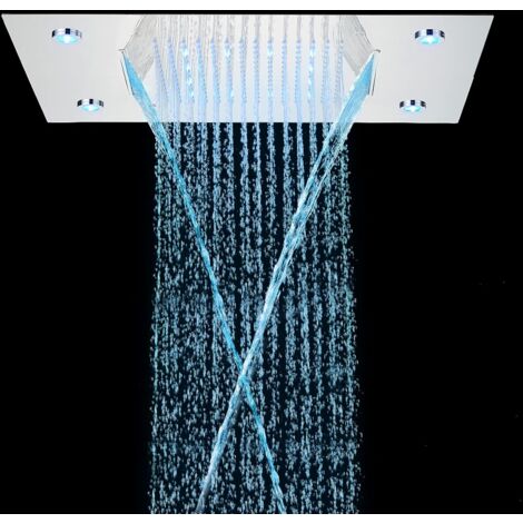 Soffione doccia acciaio inox cromato 23x55 cm effetto pioggia/cascata