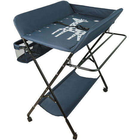 oobest® Table à Langer Pliable pour Bébé Avec roulettes, Station à Langer  Portable pour Bébé Hauteur Réglable avec Sangle de Sécurité et Paniers de Rangement