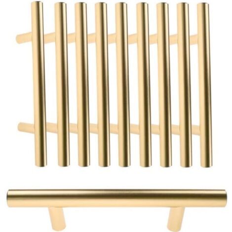 Oomom 10x Poignée de Porte Cuisine Entraxe 160mm Armoire Porte Poignées Placard Tiroir Chambre Meubles en d\'Or Brossé Nordique