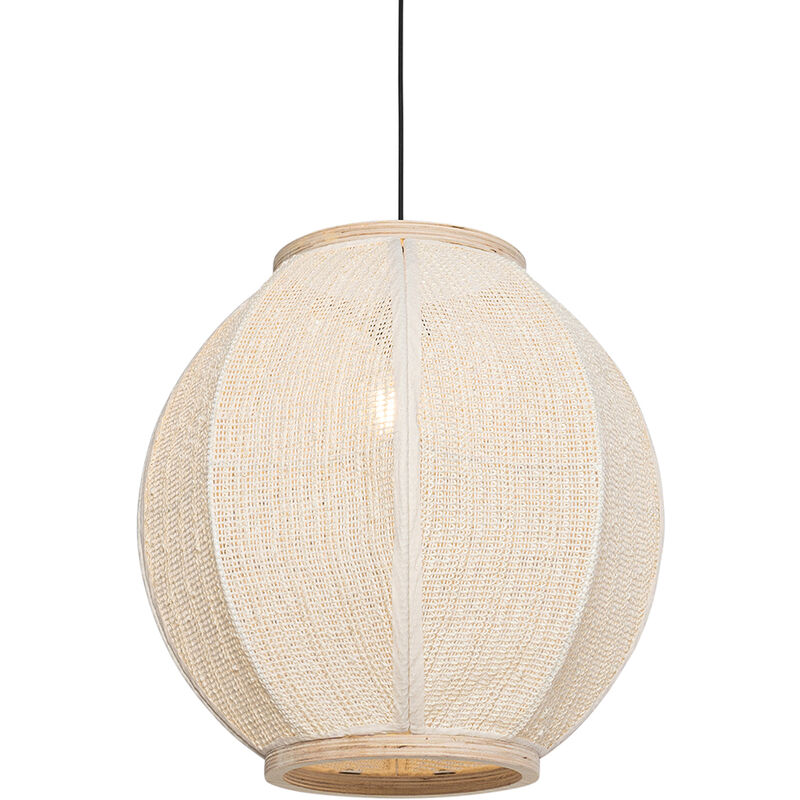Qazqa Orientalische Hängelampe Naturstoff 46 Cm - Rob