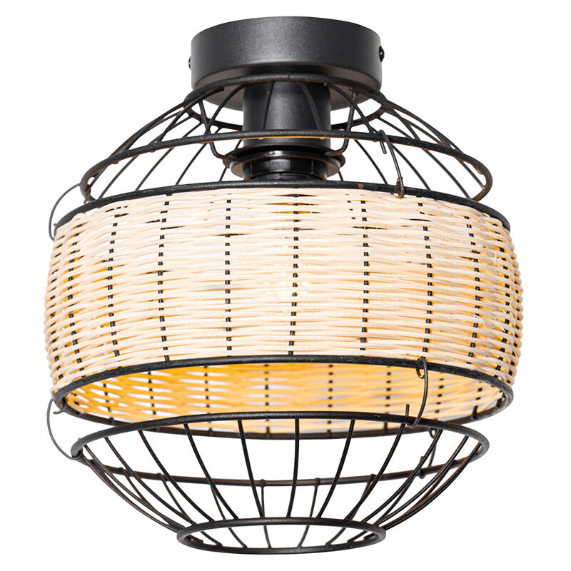 Image of Eastern Ceiling Light Black with Rattan&hellip;
