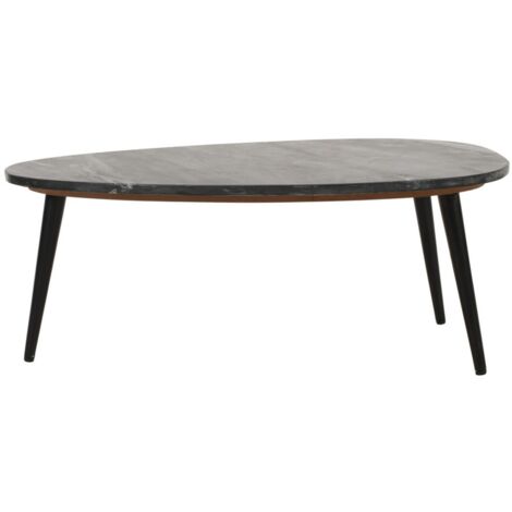 Opal Coffee Table with Black Marble Top & Metal Legs - - L60 x W90 x H35 cm