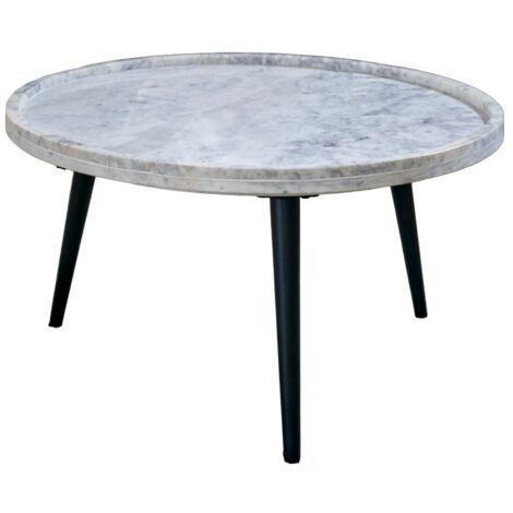 Opal Coffee Table with Marble Top And Metal Legs - - L70 x W70 x H36 cm