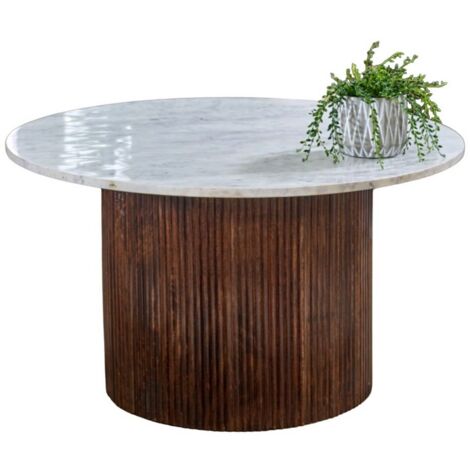 Opal Coffee Table with Marble Top & Mango Wood Base - L80 x W80 x H45 cm