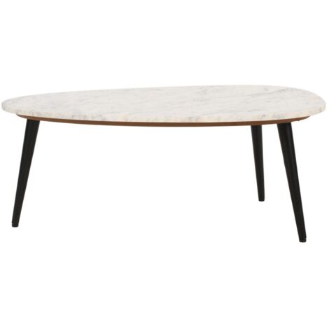Opal Coffee Table with White Marble Top & Metal Legs - - L60 x W90 x H35 cm