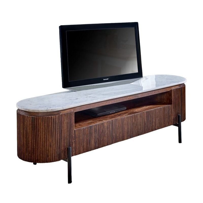 Opal Large TV Stand with Marble Top & Metal Legs - L40 x W170 x H50 cm