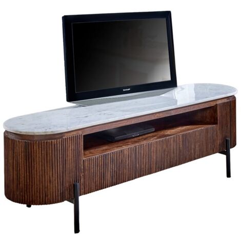Opal Large TV Stand with Marble Top & Metal Legs - L40 x W170 x H50 cm