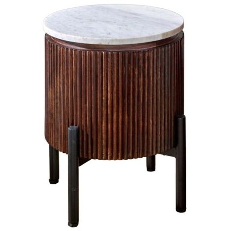 Opal Side Table with Marble Top & Metal Legs - - L35 x W35 x H45 cm