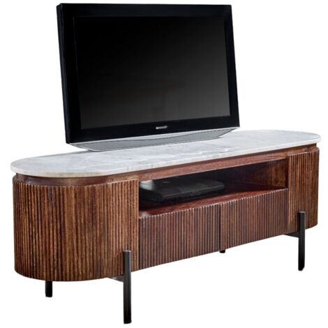 Opal TV Cabinet with Marble Top & Metal Legs - L40 x W140 x H50 cm