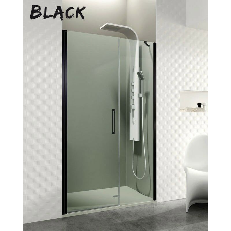 Open black 110 (60+50) fixe plus porte battante ouverture centrale - Mesure d'installation: 108,6-112,6 cm