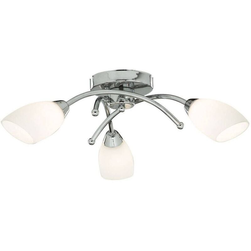 Searchlight - Opera - Lámpara de techo de 3 luces empotradas con varios brazos, cromo y vidrio opalino, G9