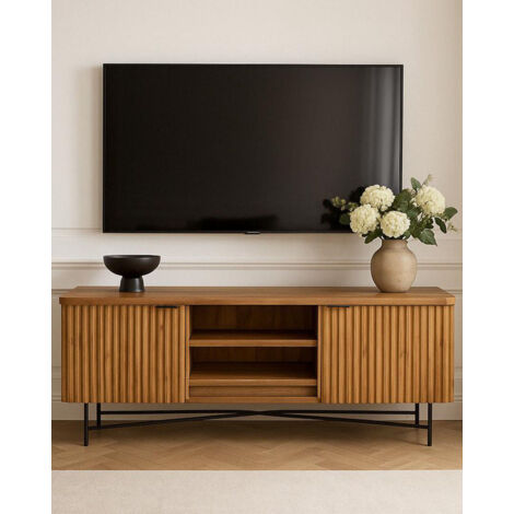 Opéra - Meuble tv rétro en teck massif recyclé 160 cm