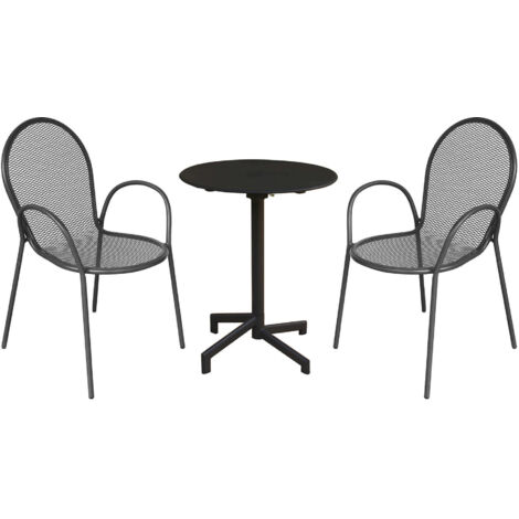 OPERA - set tavolo in metallo cm Ø 60 x 74 h con 2 poltrone Maris