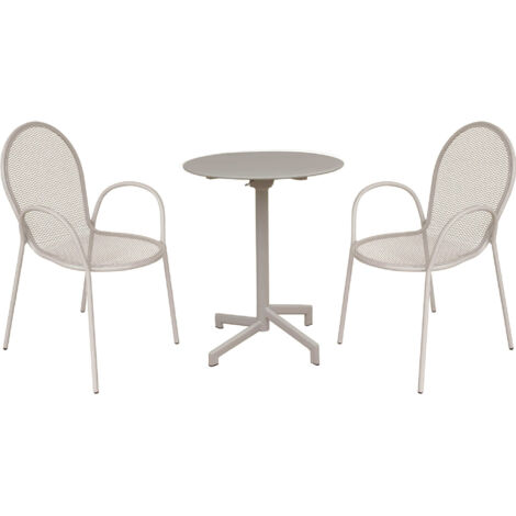 OPERA - set tavolo in metallo cm Ø 60 x 74 h con 2 poltrone Maris