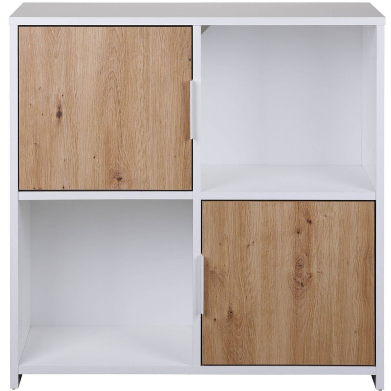 Altobuy - ophely - Meuble 2 Portes 2 Niches Blanc et Effet Bois