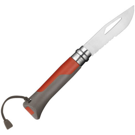 Opinel N°08 OUTDOOR - Coltello Tourist Rosso Acciaio Inox Lama 8,5 cm Punta a Goccia