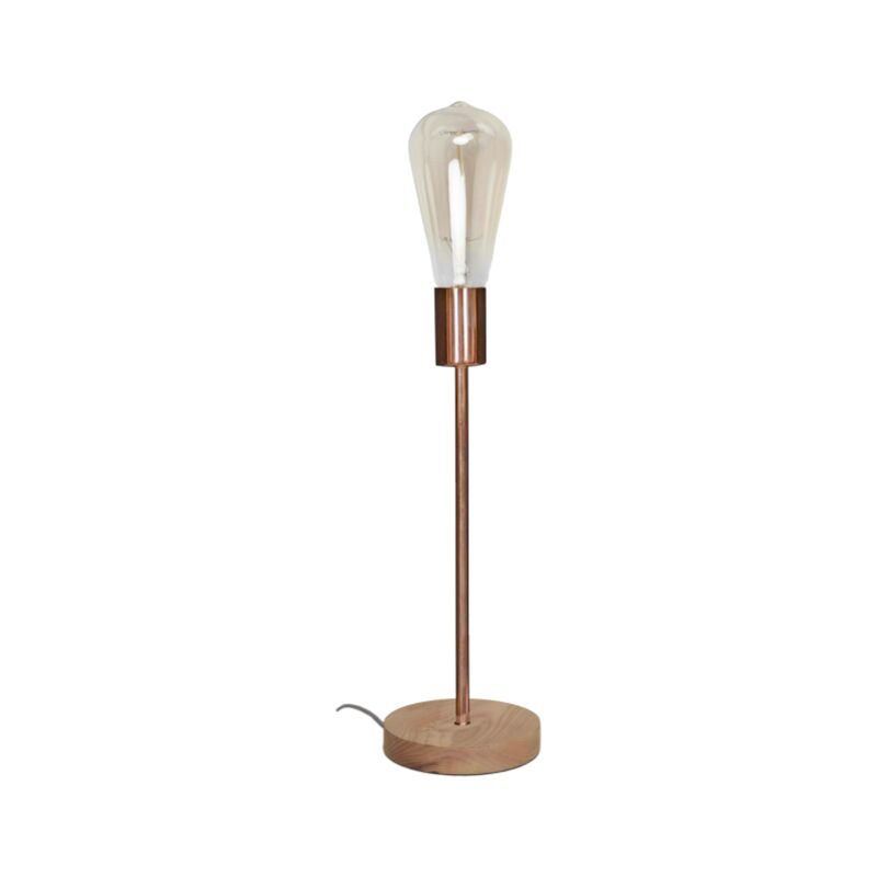 010385 - Copper 'peter' lamp - wooden base E27 max.60w - Ø12x31cm - Opjet