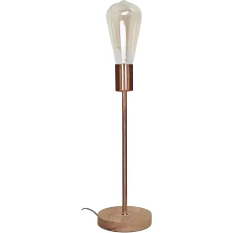 Opjet 010385 - Lampe "PETER" cuivré - socle en bois E27 max.60w - Ø12x31cm