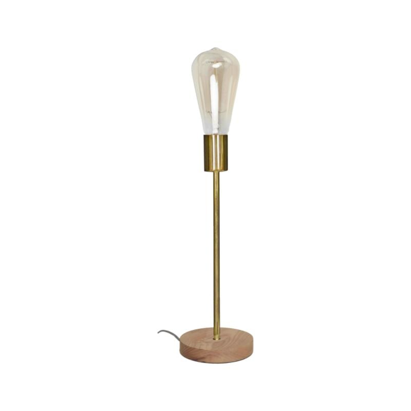 010386 - Gold 'peter' lamp - wooden base E27 max.60w - Ø12x31cm - Opjet