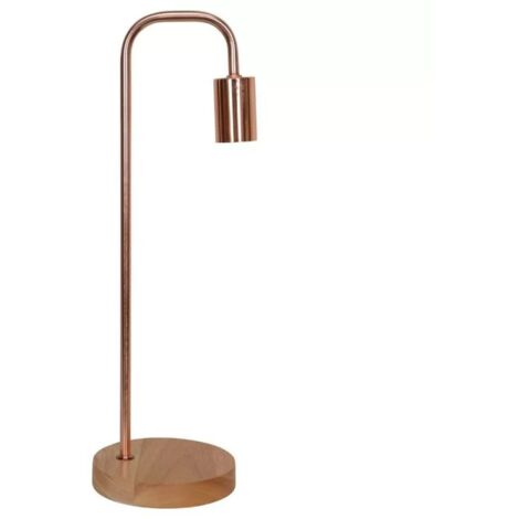 Opjet 010388 - Lampe à poser "Brook" Ø15x49cm - métal finition cuivré - socle bois